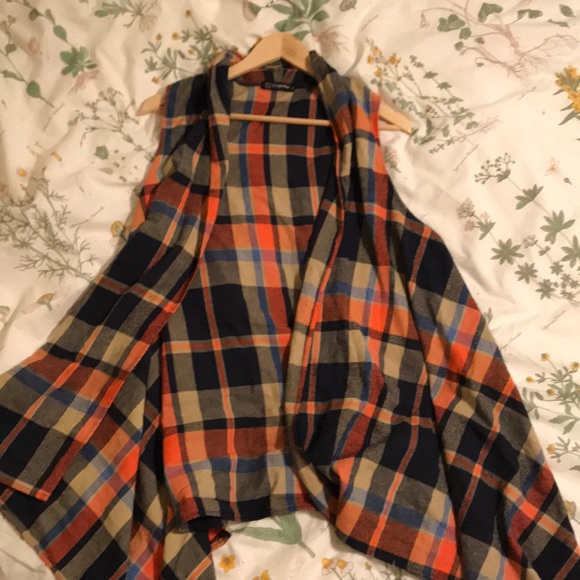 Cupshe Jackets & Blazers - Flannel Patterned Long Sleeveless Vest